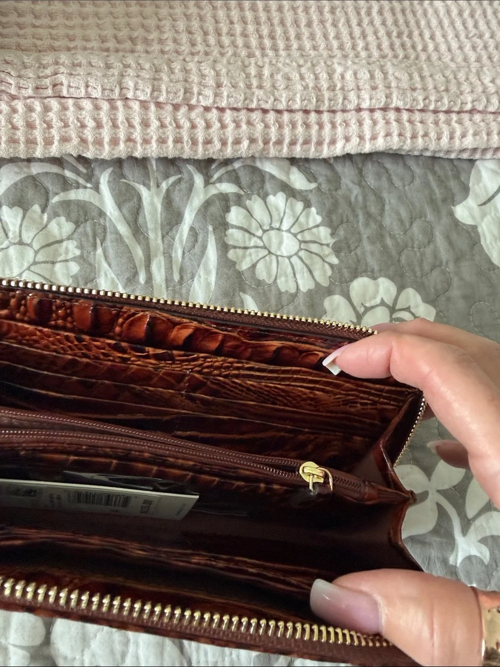 Brahmin Pecan Suri Croc-Embossed Zip Around Wallet & Key Holder NWT